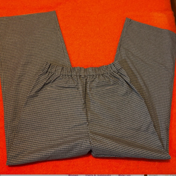 Uniqlo brown plaid check high waisted wide brushed pants NWT - Picture 4 of 9